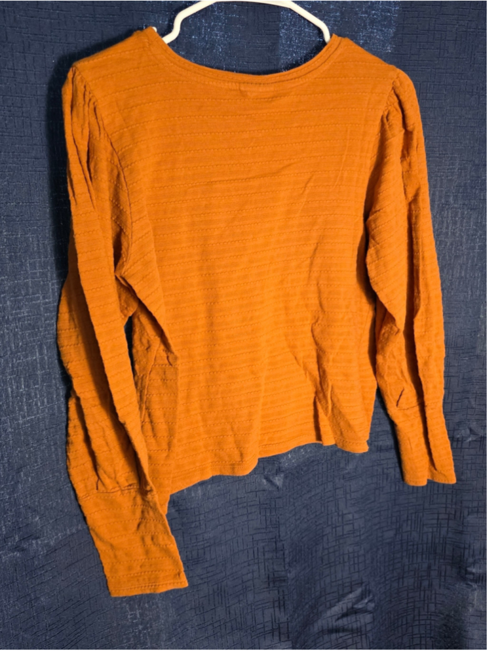 Women's ana Long Sleeve Textured Tee, Size M, Orange autumn fall cozy - Picture 3 of 3